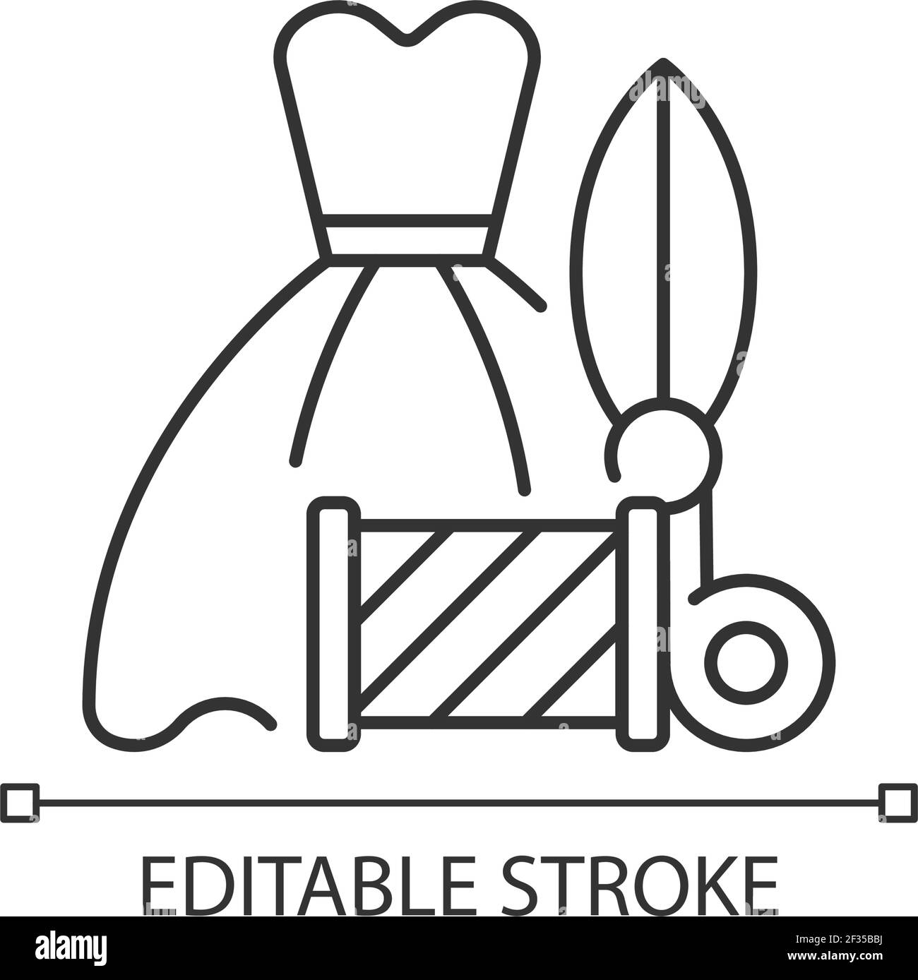 Wedding and prom gown alterations linear icon Stock Vector