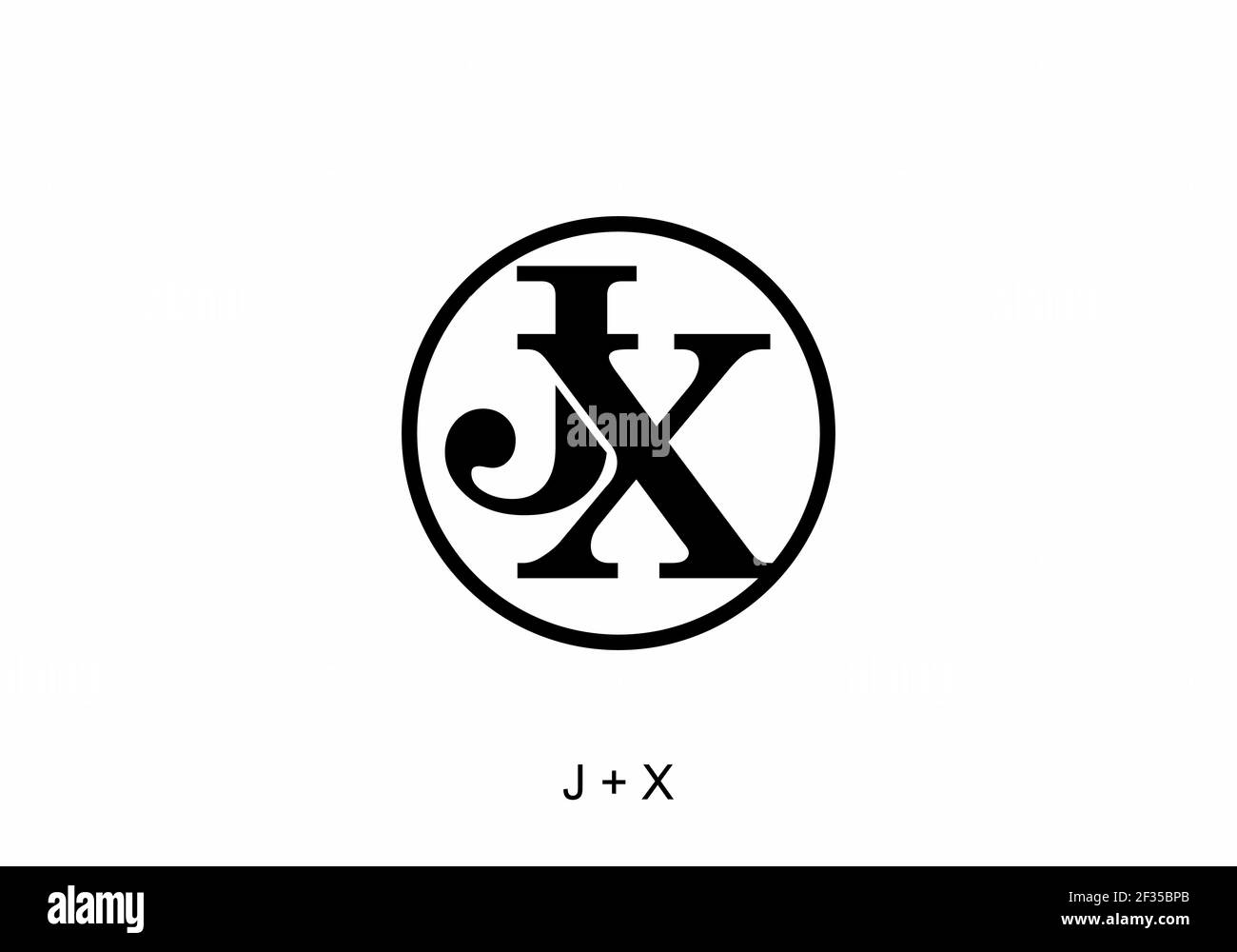 Black color of JX initial letter in circle design Stock Vector Image