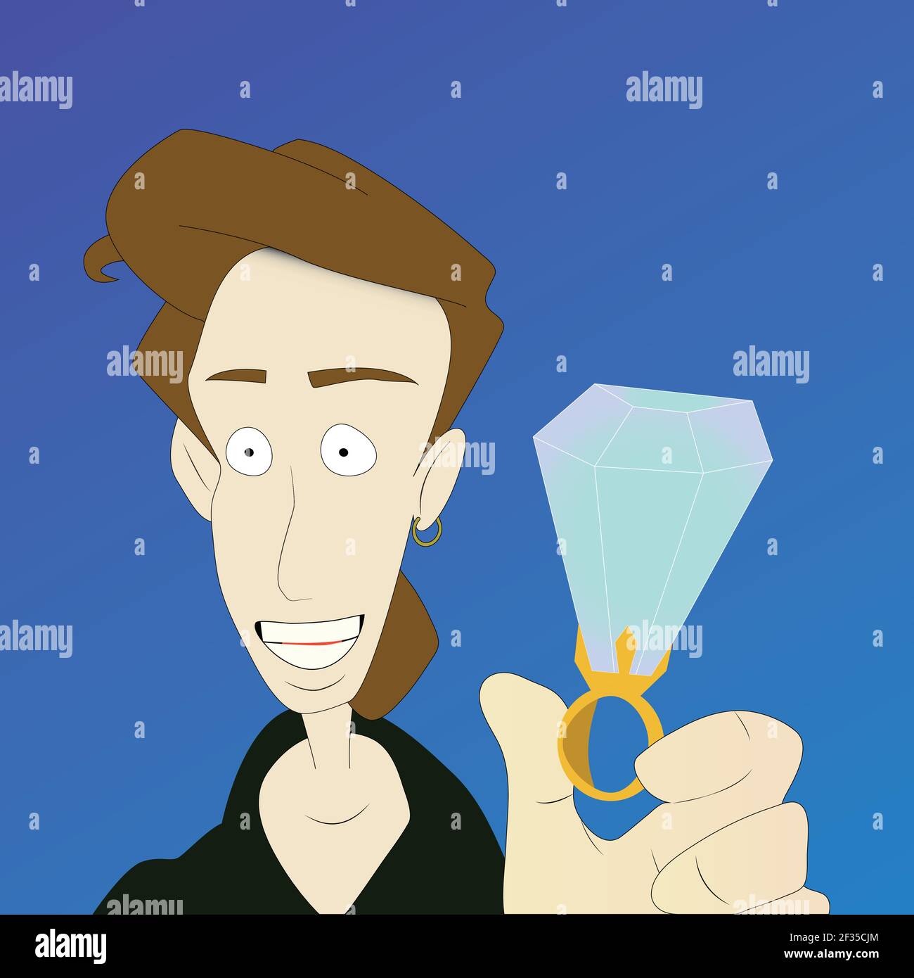 Man Holding A Diamond Ring Stock Vector Image & Art - Alamy