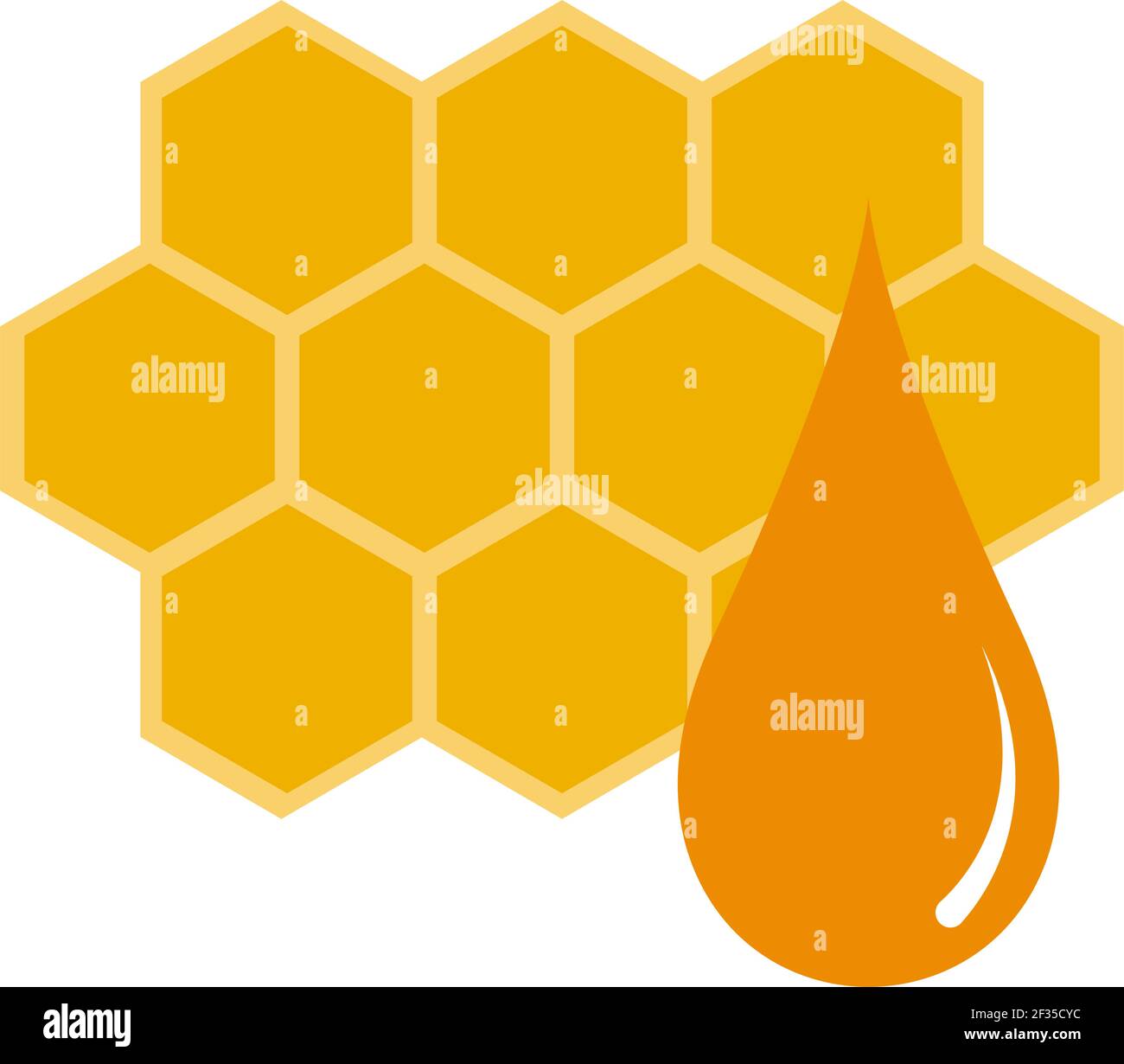 Beehive bee hexagon grid cell with honey drop icon vector Stock Vector ...