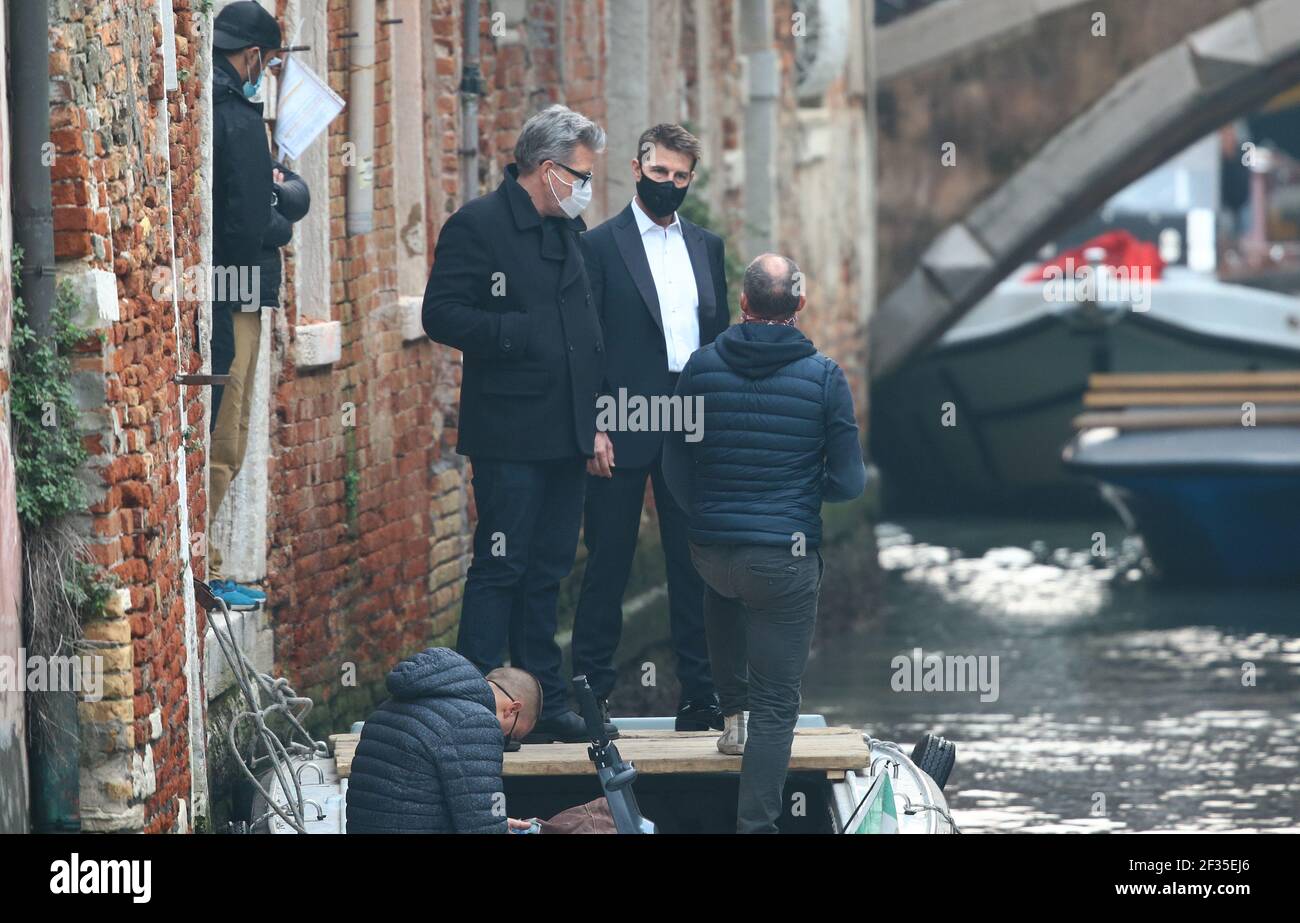 VENICE, ITALY - OCTOBER 20-21: Tom Cruise on the set of 'Mission: Impossible 7' October 20 and 21, 2020 in Venice, Italy Stock Photo