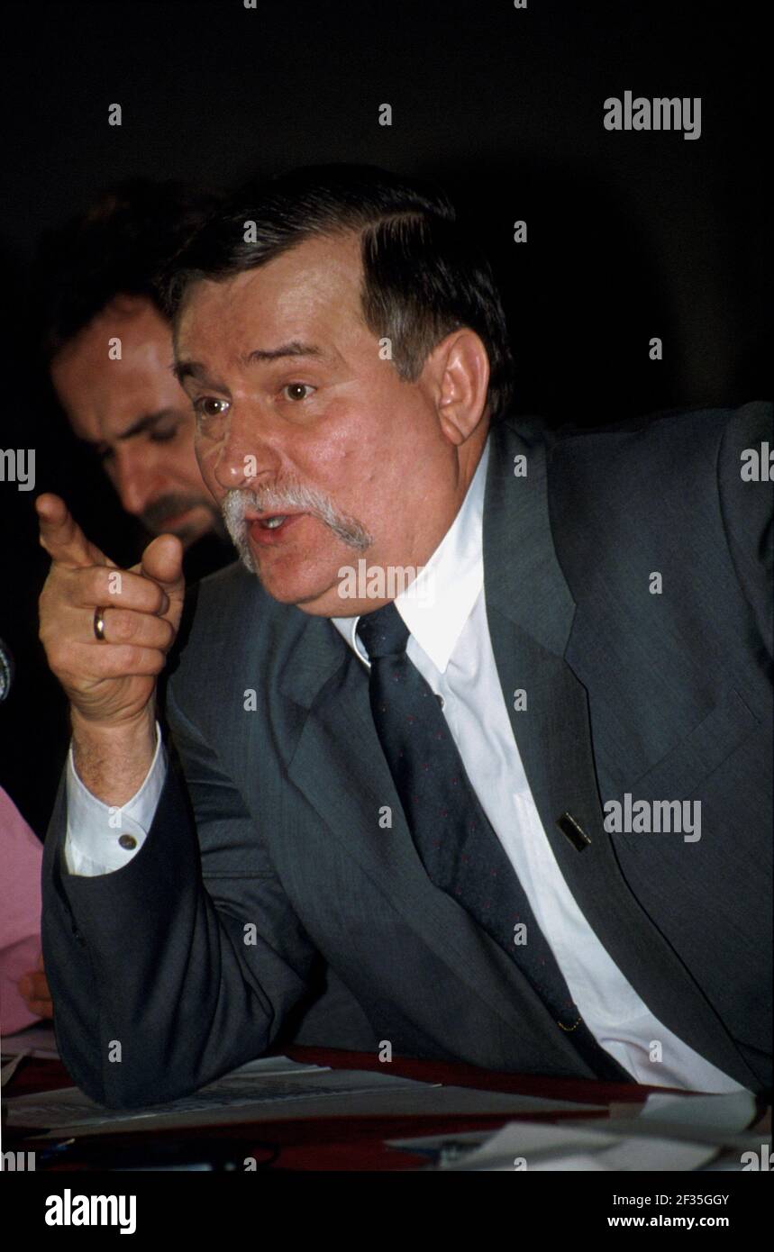 Jenuary 7 , 1995 : LECH WALESA - LEADER OF SOLIDARNOSC (1980 - 1989) NOBEL PEACE PRIZE - PRESIDENT OF THE POLISH REPUBLIC (1990 - 1995) Stock Photo