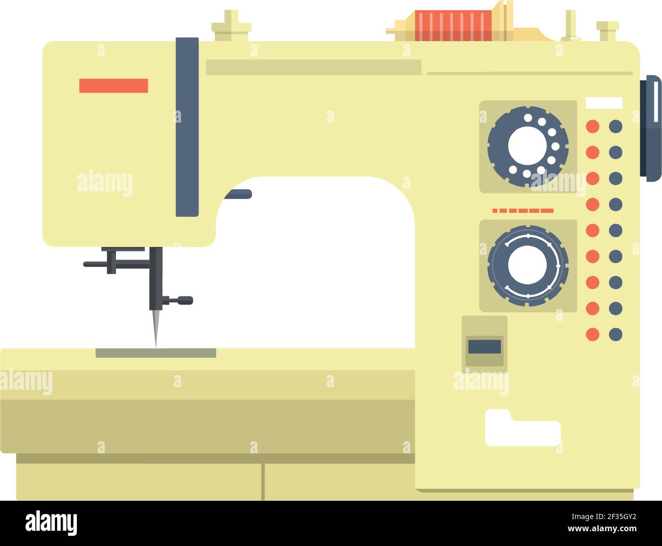 Vector sewing machine illustration icon on white Stock Vector