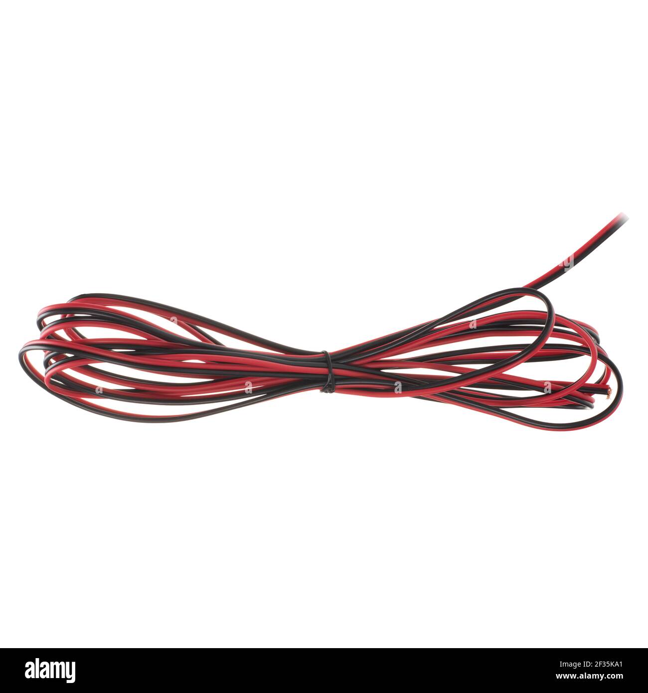 Electric cable black and red isolated on white backgroun Stock Photo