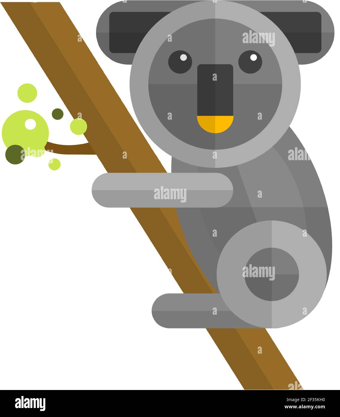 Cute koala bear on tree flat vector illustration Stock Vector Image ...