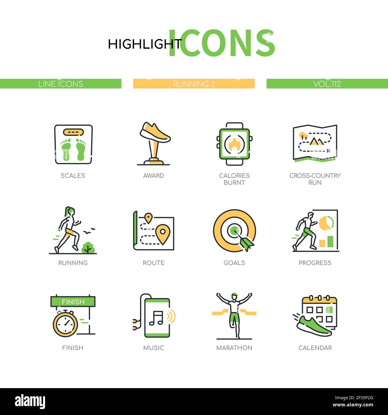 Running - modern line design style icons set. Sport concept. Progress  tracking mobile app idea. Scales, award, calories burnt, cross-country route,  go Stock Vector Image & Art - Alamy