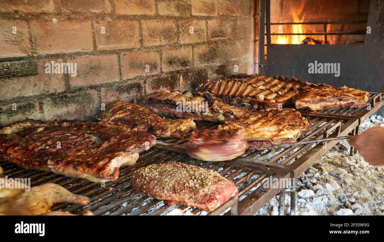Traditional Barbecue In Uruguay.Uruguayan And Argentinian Style Grilled  Meat Stock Photo - Alamy