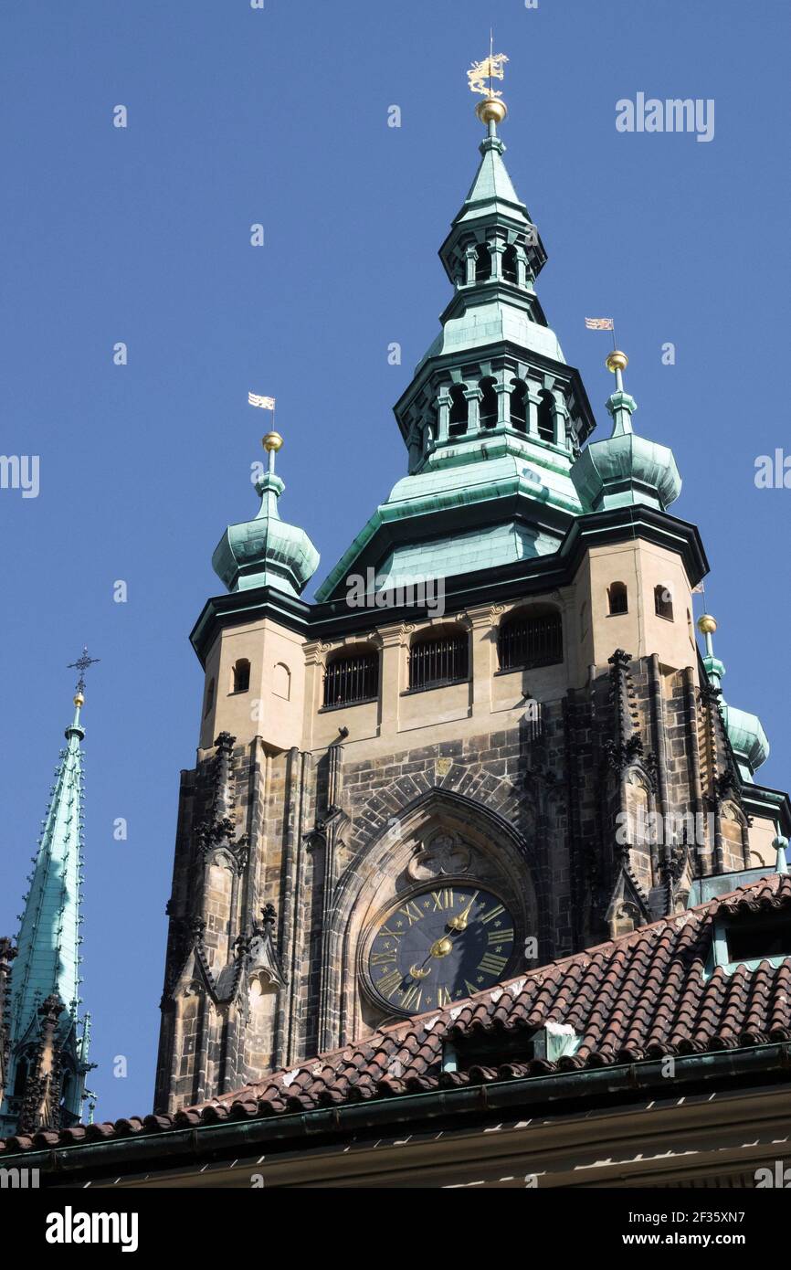 St Vitus Cathedral Prague Castle Czech Republic, towering to the sky Stock Photo