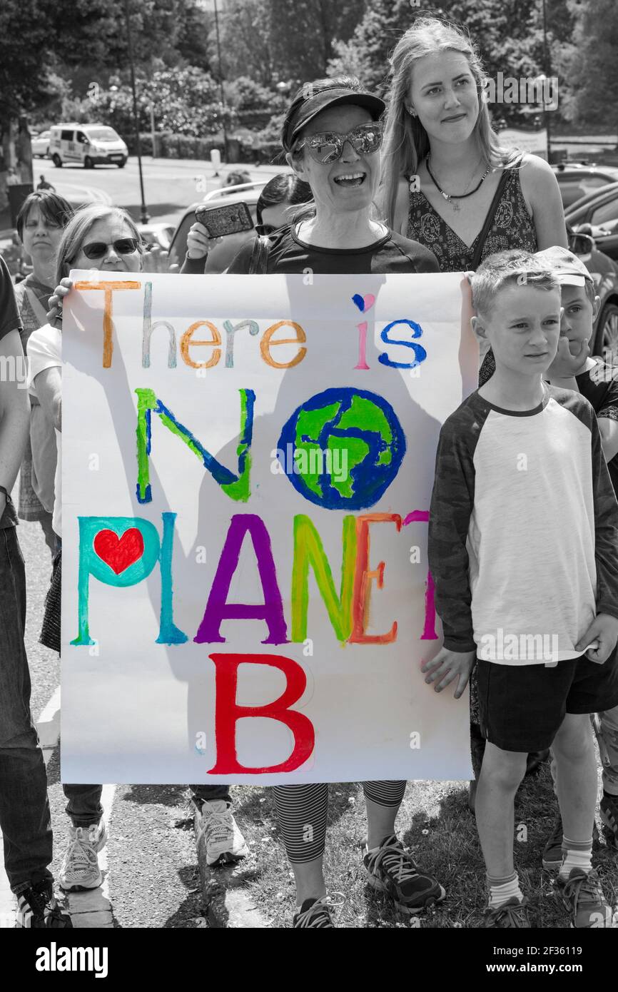 There is no planet B placard sign at Youth Strike 4 Climate at Bournemouth, Dorset in May Stock Photo