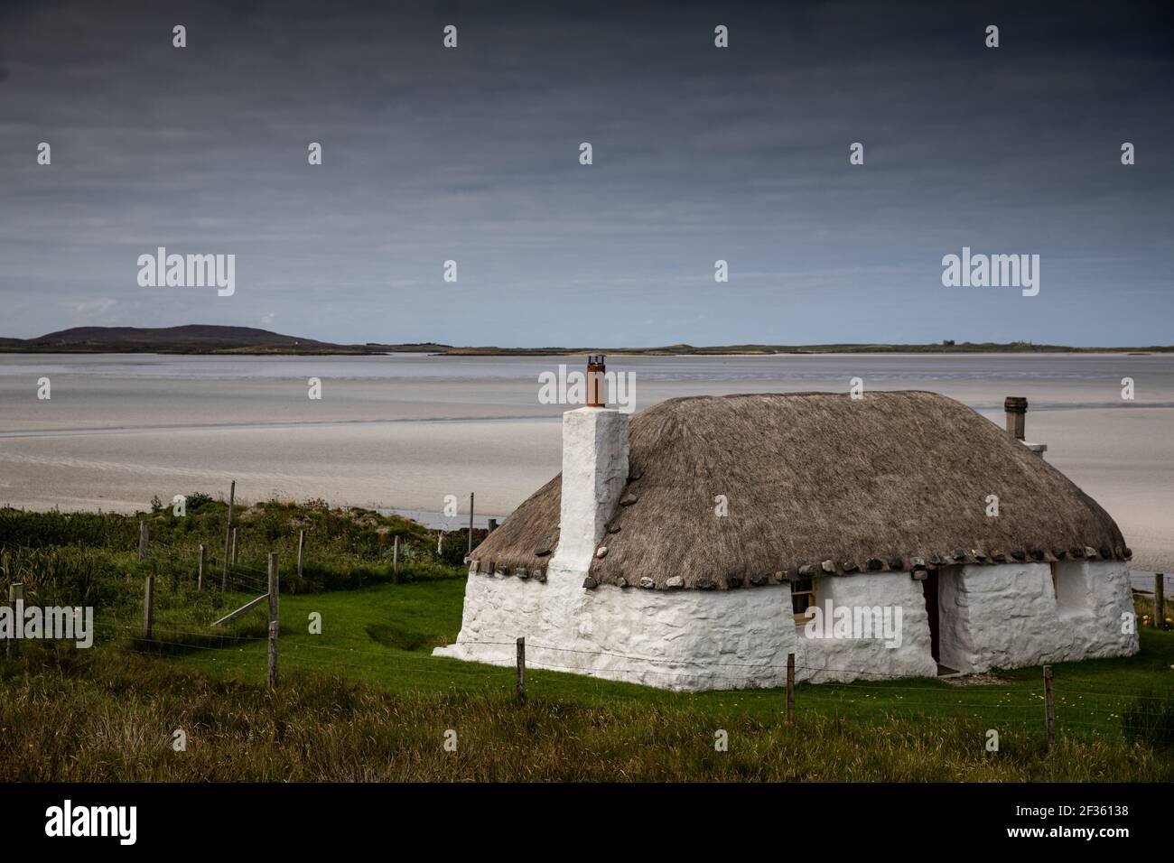 A thatched house in Malacleit in North Uist in the Outer Hebrides, Scotland Stock Photo