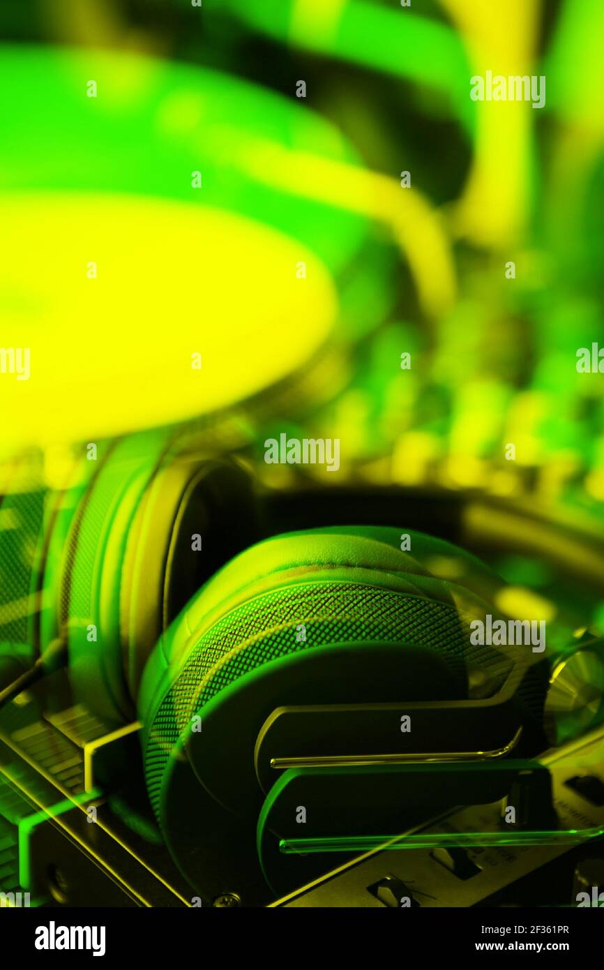 Neon green earphones store
