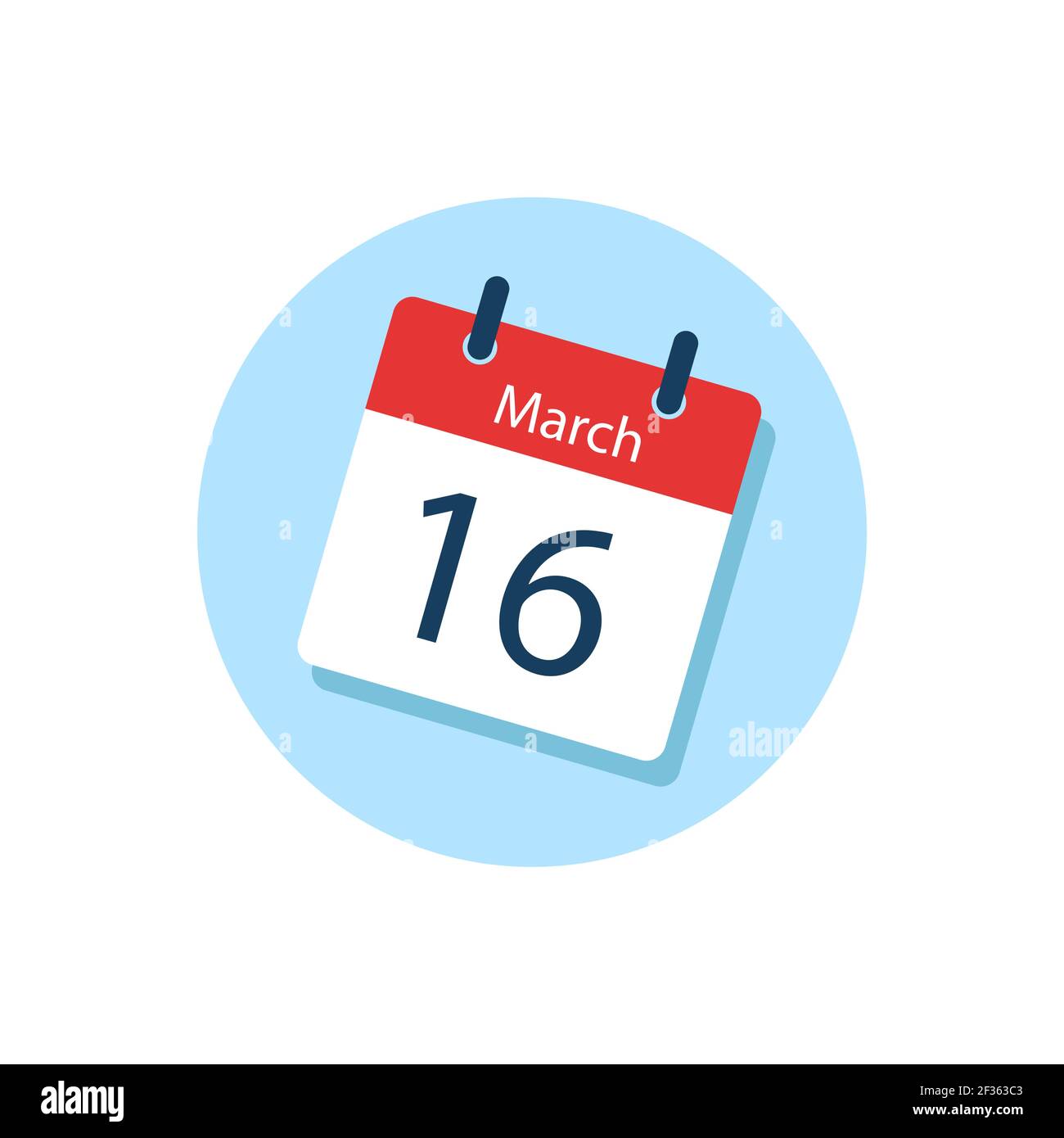 White daily calendar Icon March in a Flat Design style. Easy to edit Isolated vector Illustration. Stock Vector
