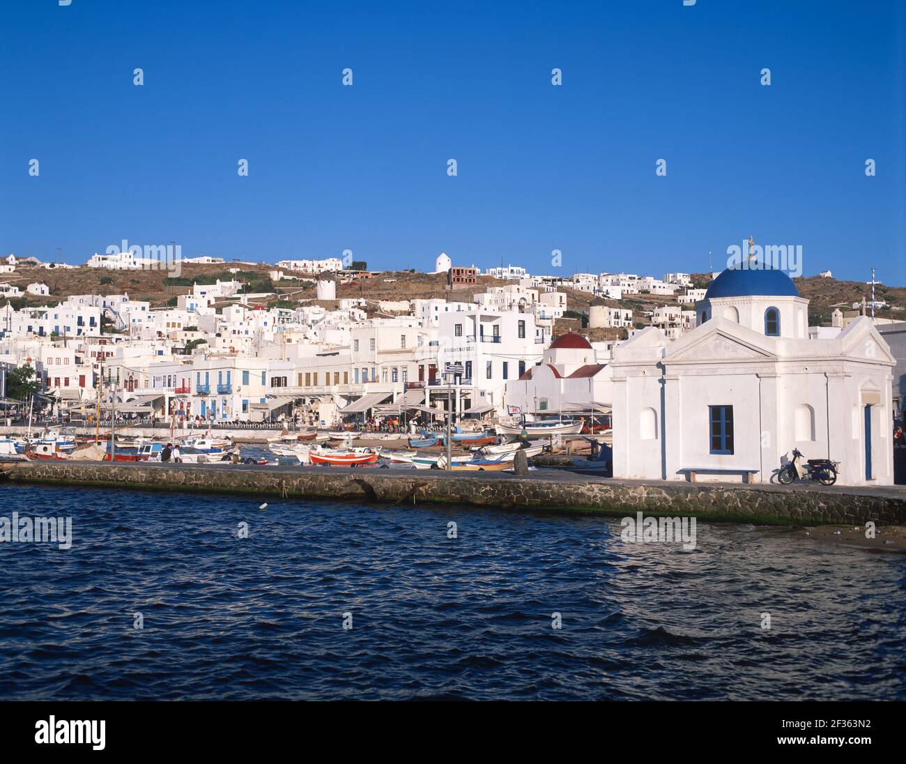 Greece, Cyclades Islands, Mykonos, Harbour and Port. Stock Photo