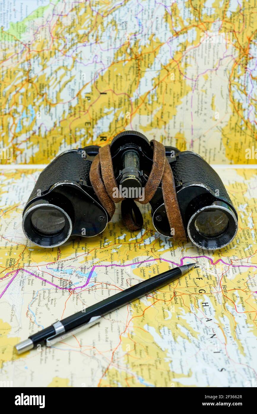 Vintage binoculars, France Stock Photo Alamy