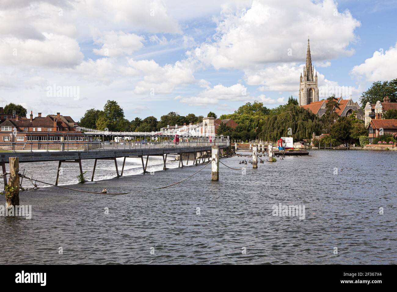 The River Thames above the weir at Marlow, Buckinghamshire, UK Stock Photo