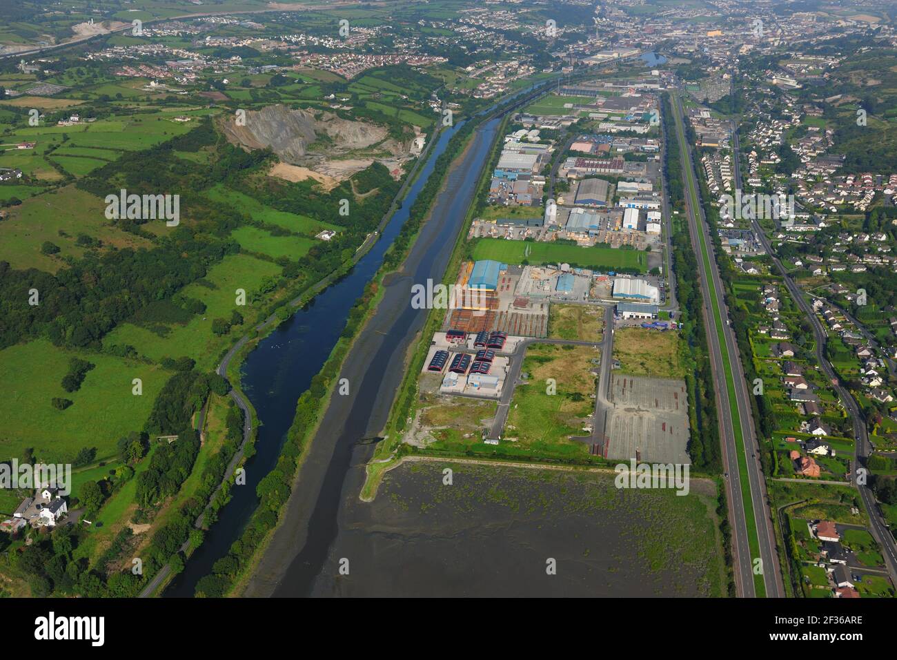 Newry Canal, Greenan south of Newry, County Down GPS: Latitude:N 54°8.702' (54°8'42.1')  GPS: Longitude:W 6°18.768' (6°18'46.1')  Altitude:404.00m Stock Photo