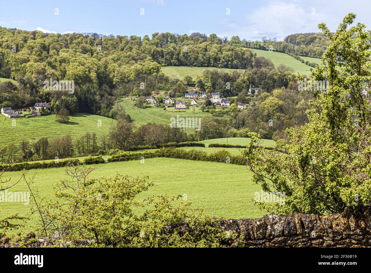 The Cotswold village of Slad, Gloucestershire UK immortalised in Laurie Lee's autobiography 'Cider with Rosie'. Stock Photo