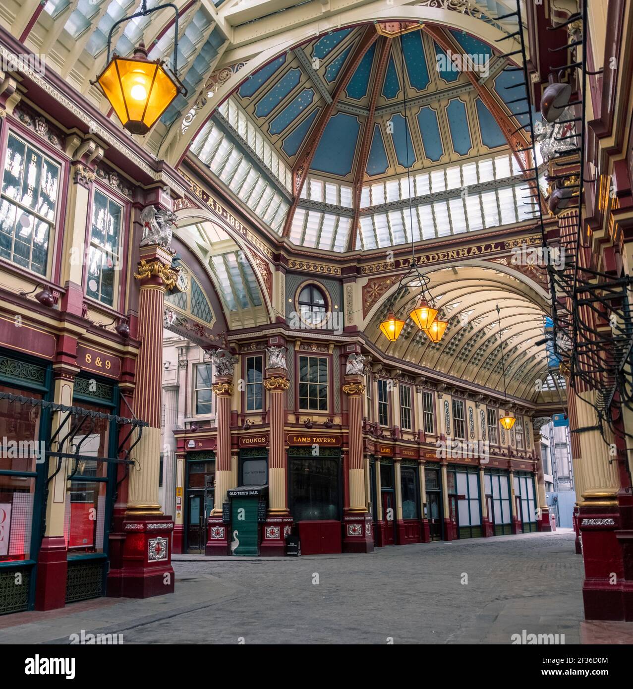 A desserted Leadenhall market during the 2021 covid-19 lockdown in the city of London, UK. Stock Photo