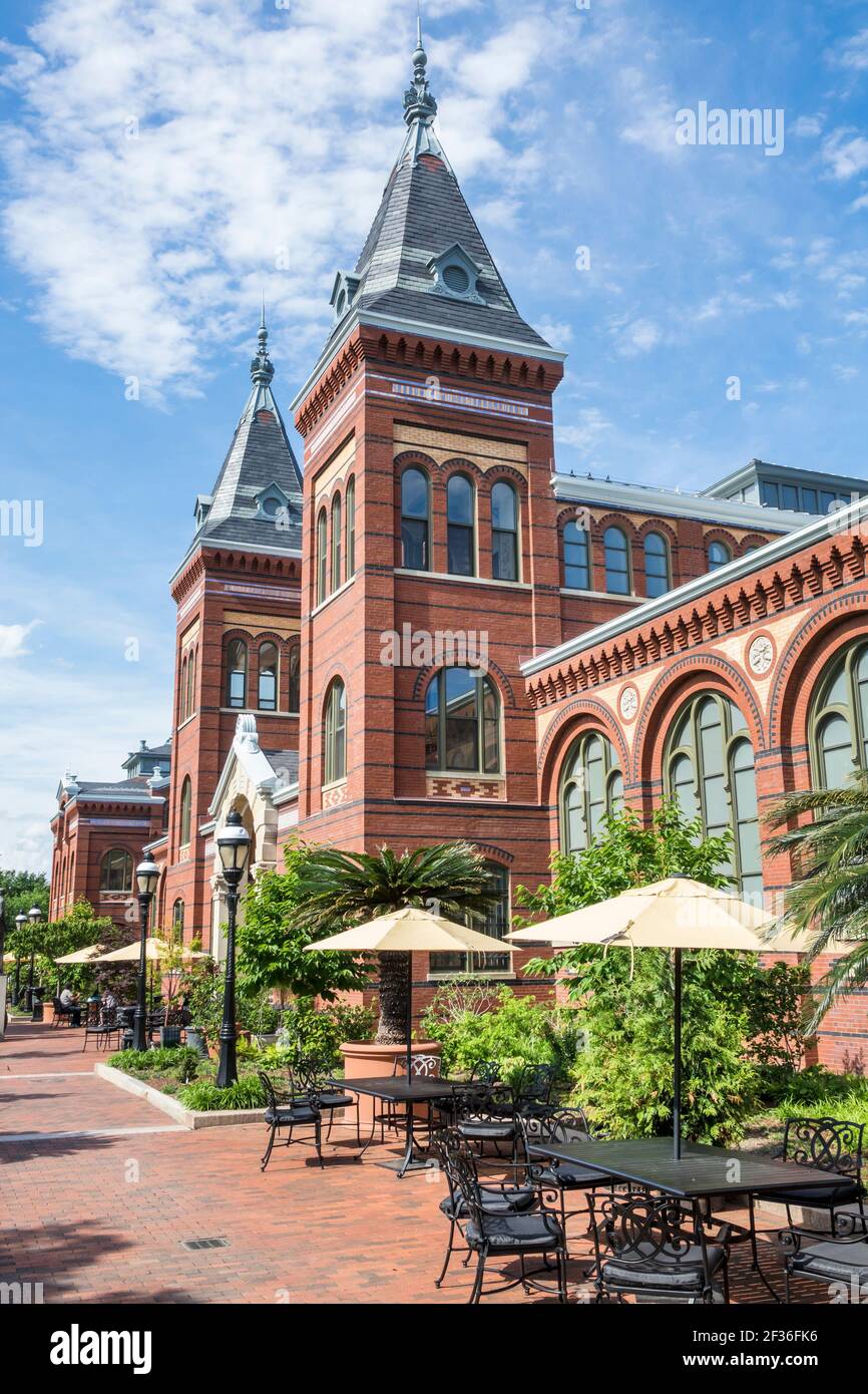 Washington DC,National Mall Arts & Industries,Building museum exterior outside tower front entrance, Stock Photo