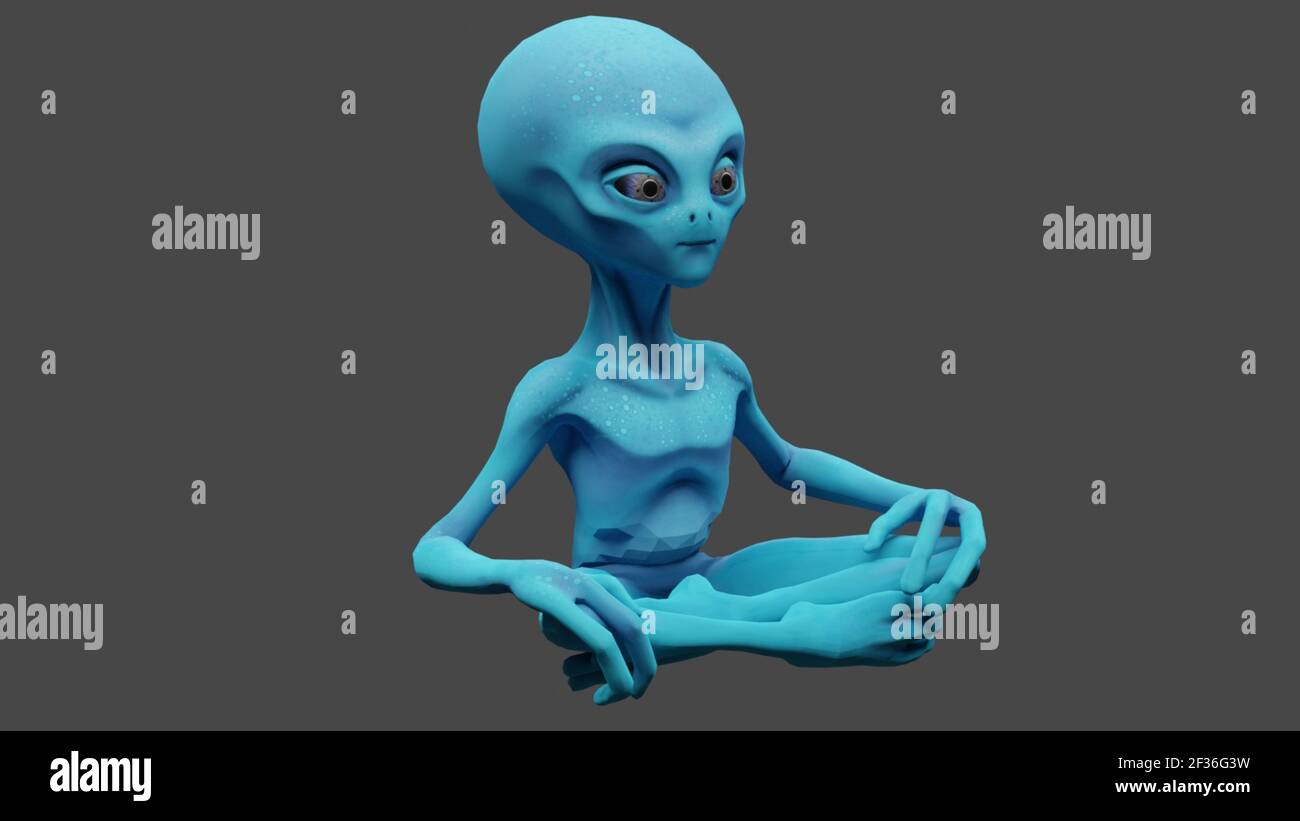 A 3D rendering of an alien model on gray background Stock Photo - Alamy
