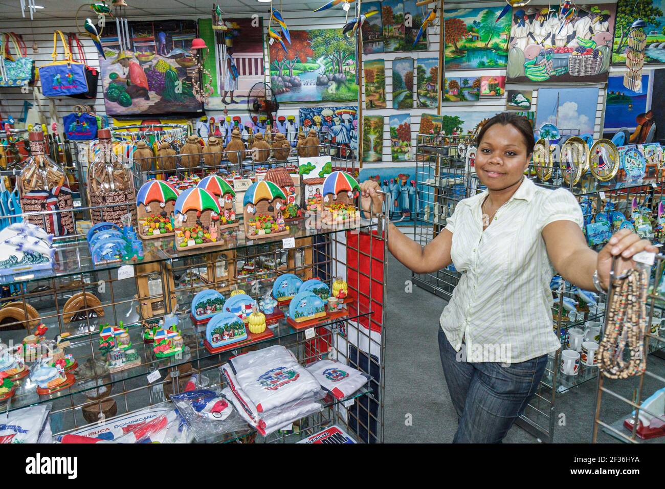 Pedestrian mall store souvenirs shopping black hispanic woman female