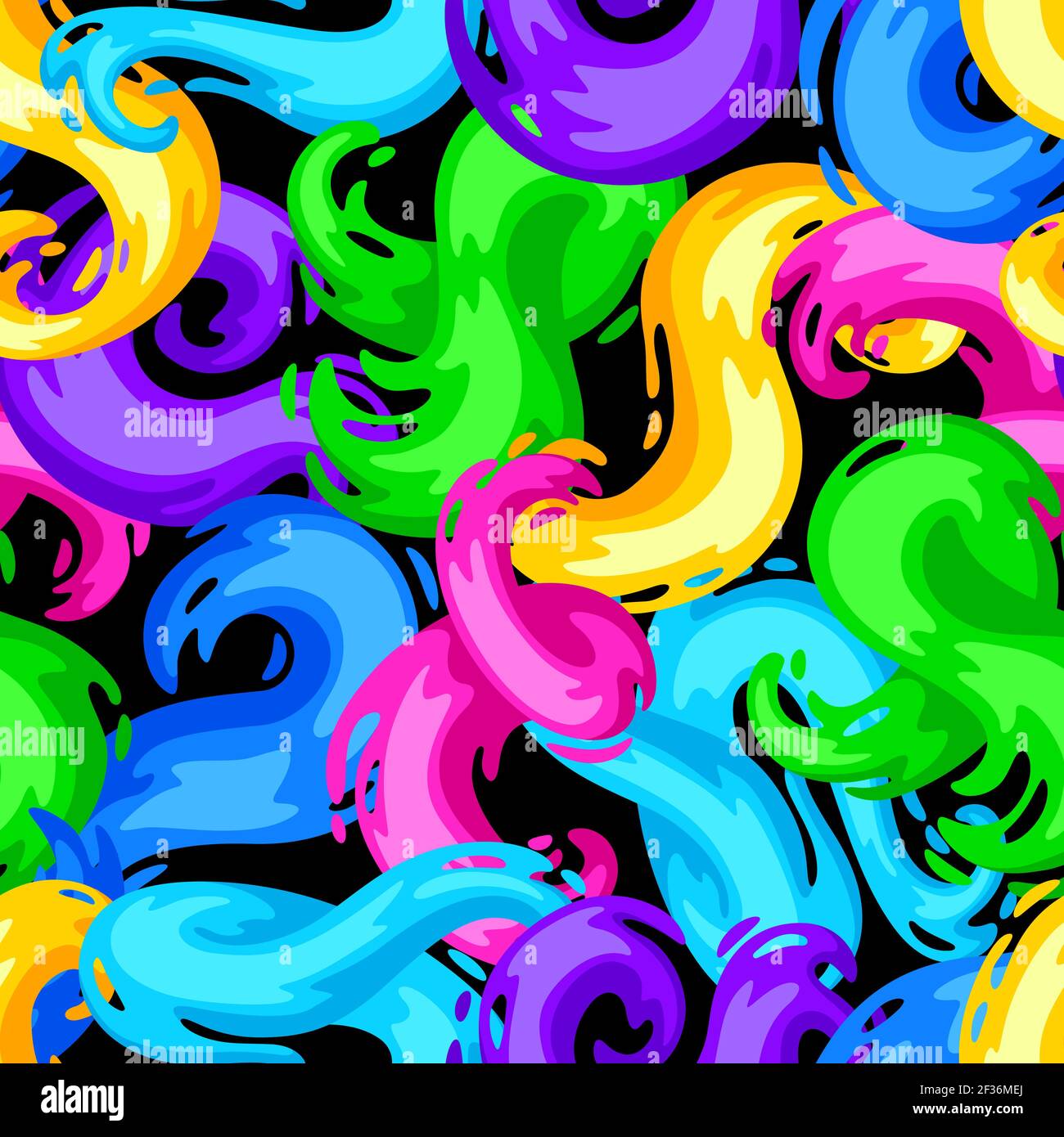 Seamless pattern with colored swirls or paint blots. Stock Vector