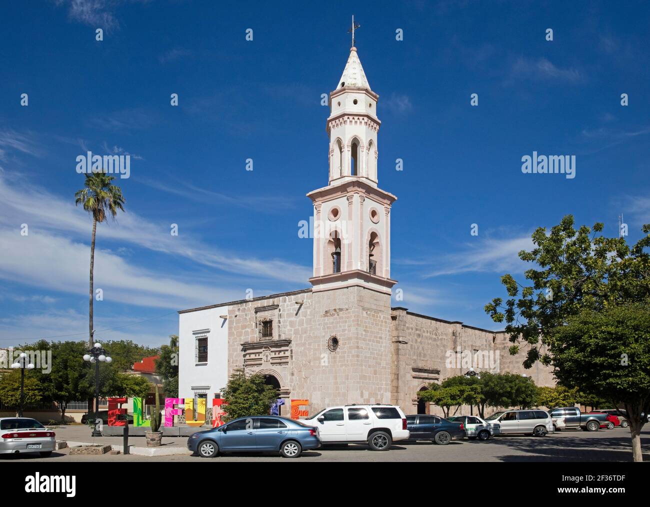 Church of Sacred Heart of Jesus / Iglesia del Sagrado Corazón de Jesús in the city El Fuerte, Sinaloa, Mexico Stock Photo