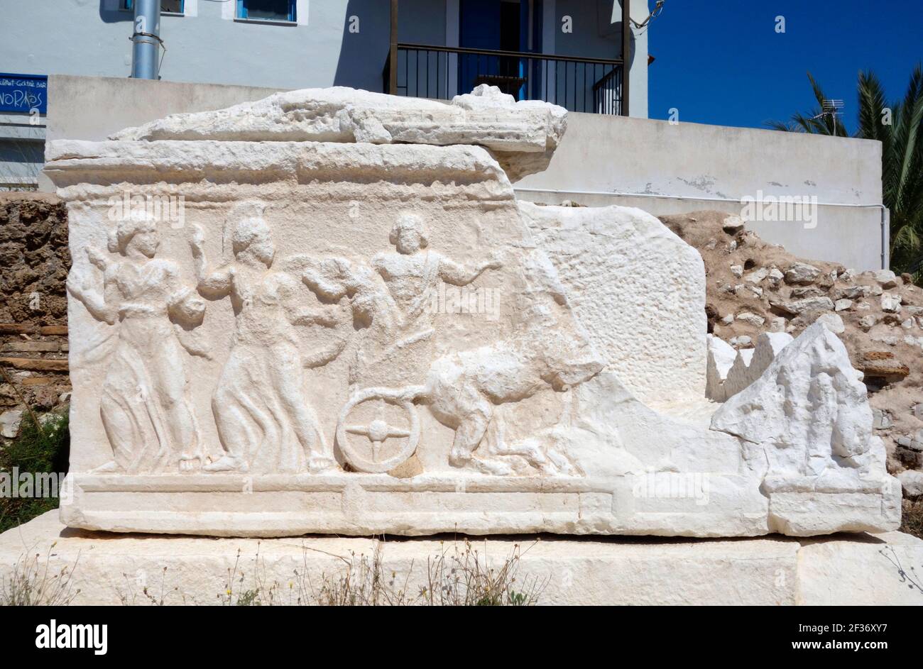 Sarcophagus in the Roman cemetery of Fiskardo, Kefalonia Stock Photo