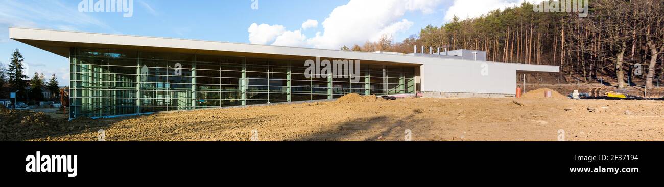 Hungary Pool Building Construction of the new swimming pool building, Sopron, Hungary Stock ...