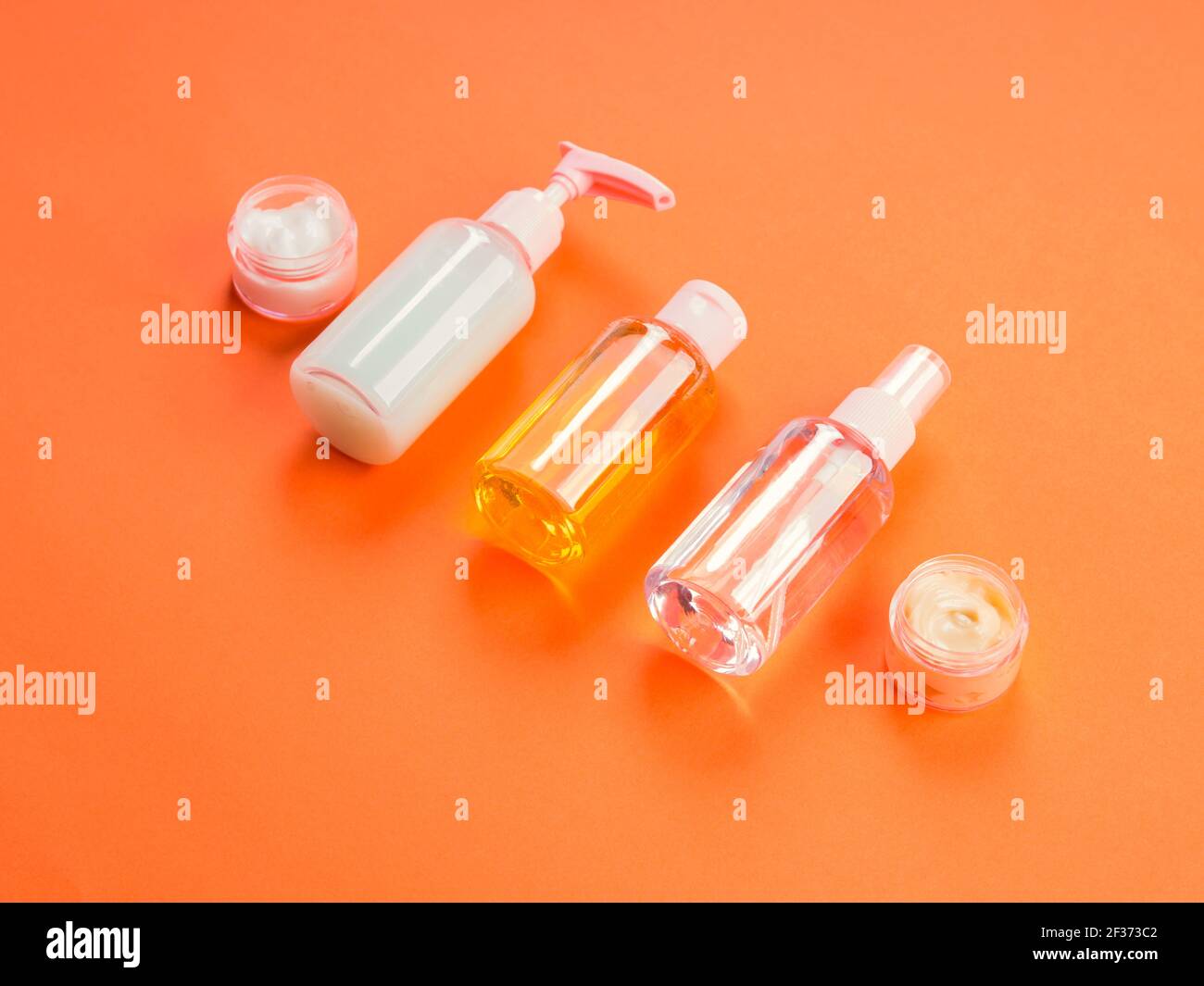 Generic Beauty Products On Orange Background Stock Photo Alamy