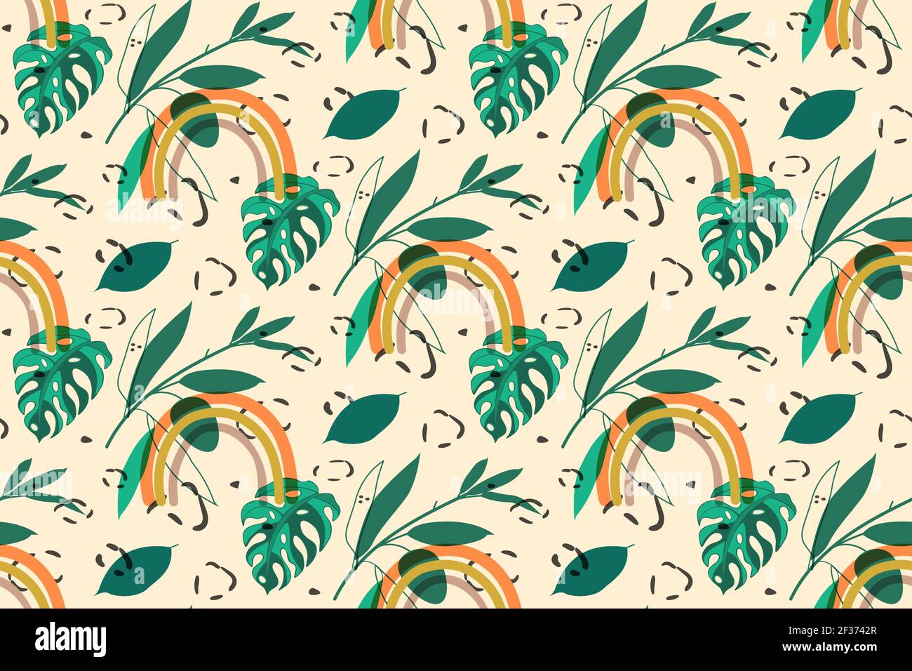Vector hand drawn doodle seamless pattern, minimalistic boho painting ...