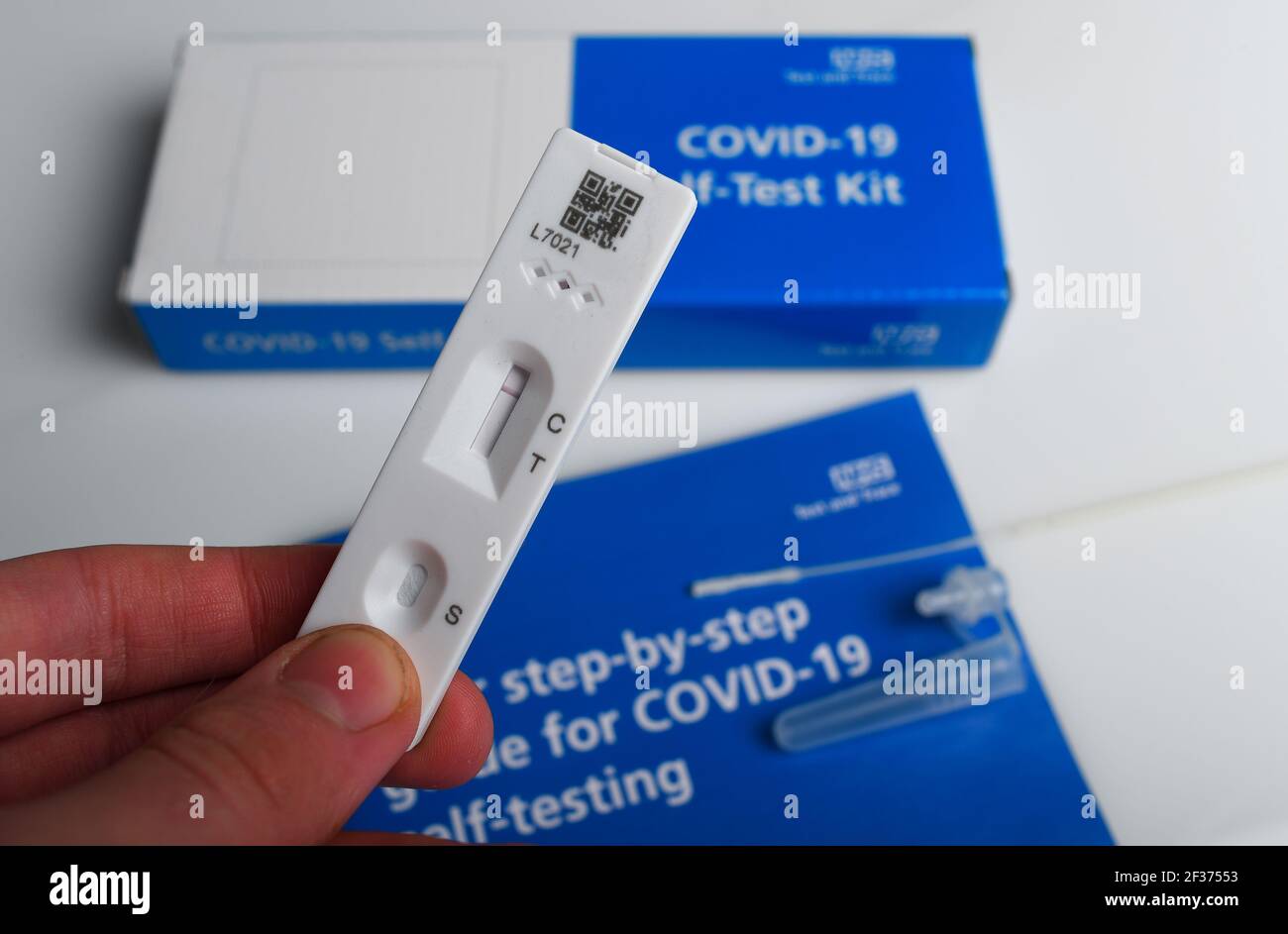 Covid19 selftesting NHS test and trace home kit showing test results