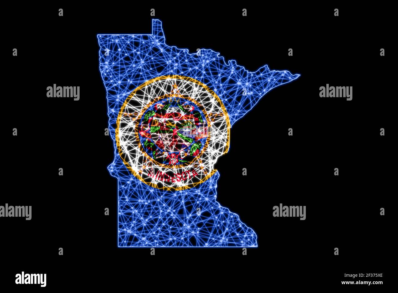 Minnesota Line Map Map of Minnesota, Polygonal mesh line map, flag map Stock Photo - Alamy