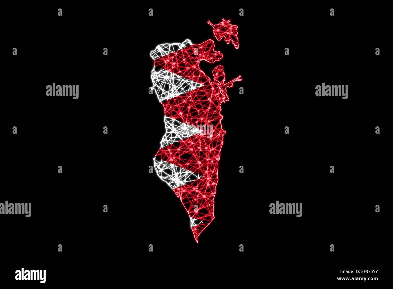 Map of Bahrain, Polygonal mesh line map, flag map Stock Photo - Alamy