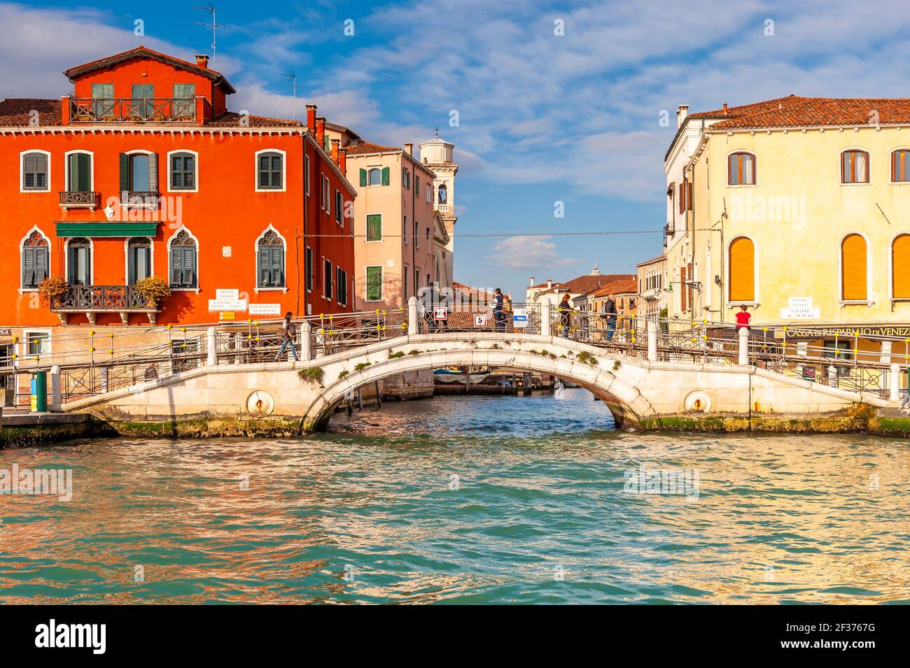 Facade and bridge on the Grand Canal in Venice in Veneto, Italy Stock Photo