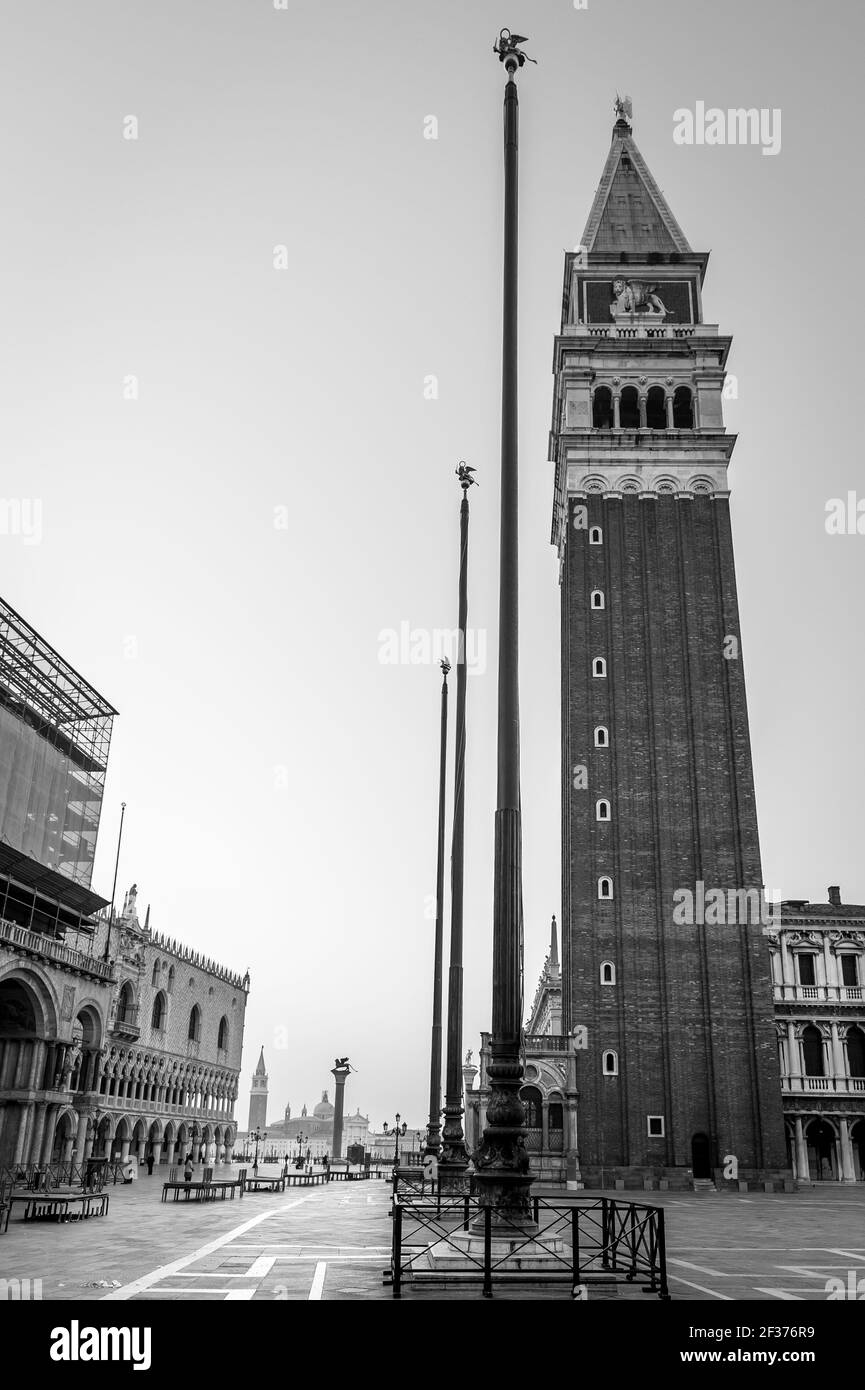 The Campanile Piazza San Marco in Venice in Veneto, Italy Stock Photo