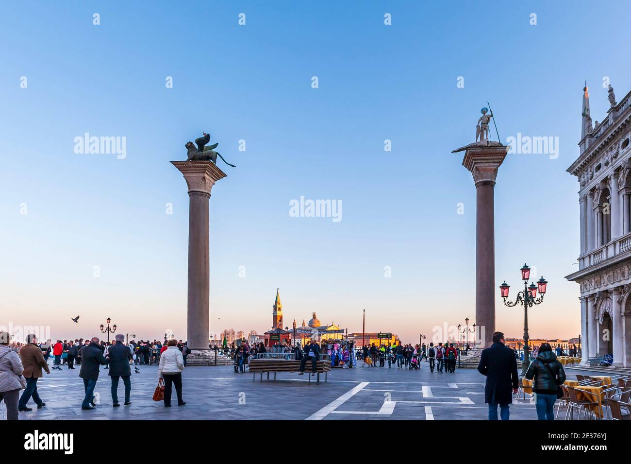 The Columns of Piazzetta - Saint Mark and Saint Theodore and a lamppost ...