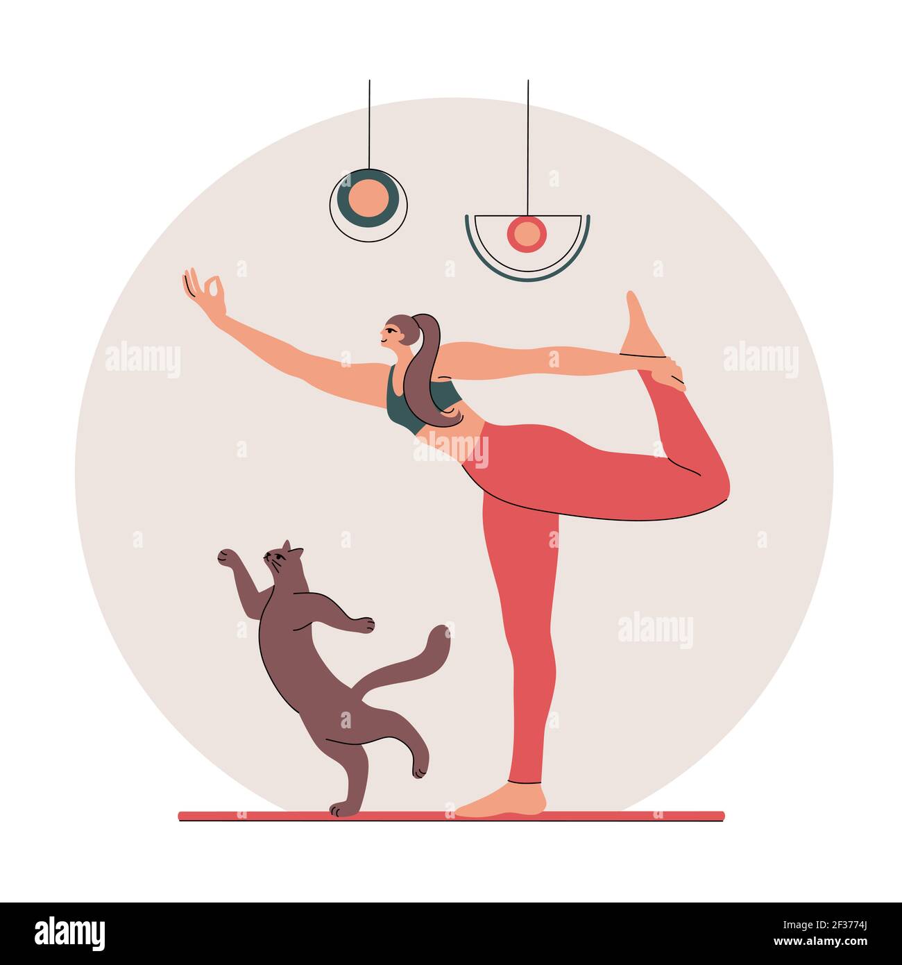 Woman doing yoga at home. Vector Illustration Stock Vector Image & Art ...