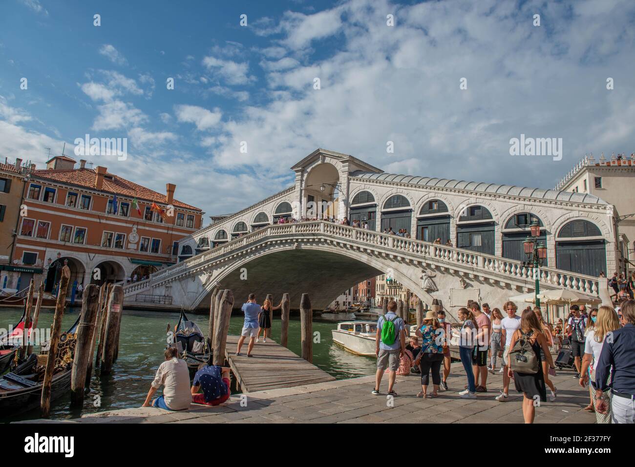 venice italy july 18 2020: rialto marble bridge in venice on a gorgeous sunny day Stock Photo