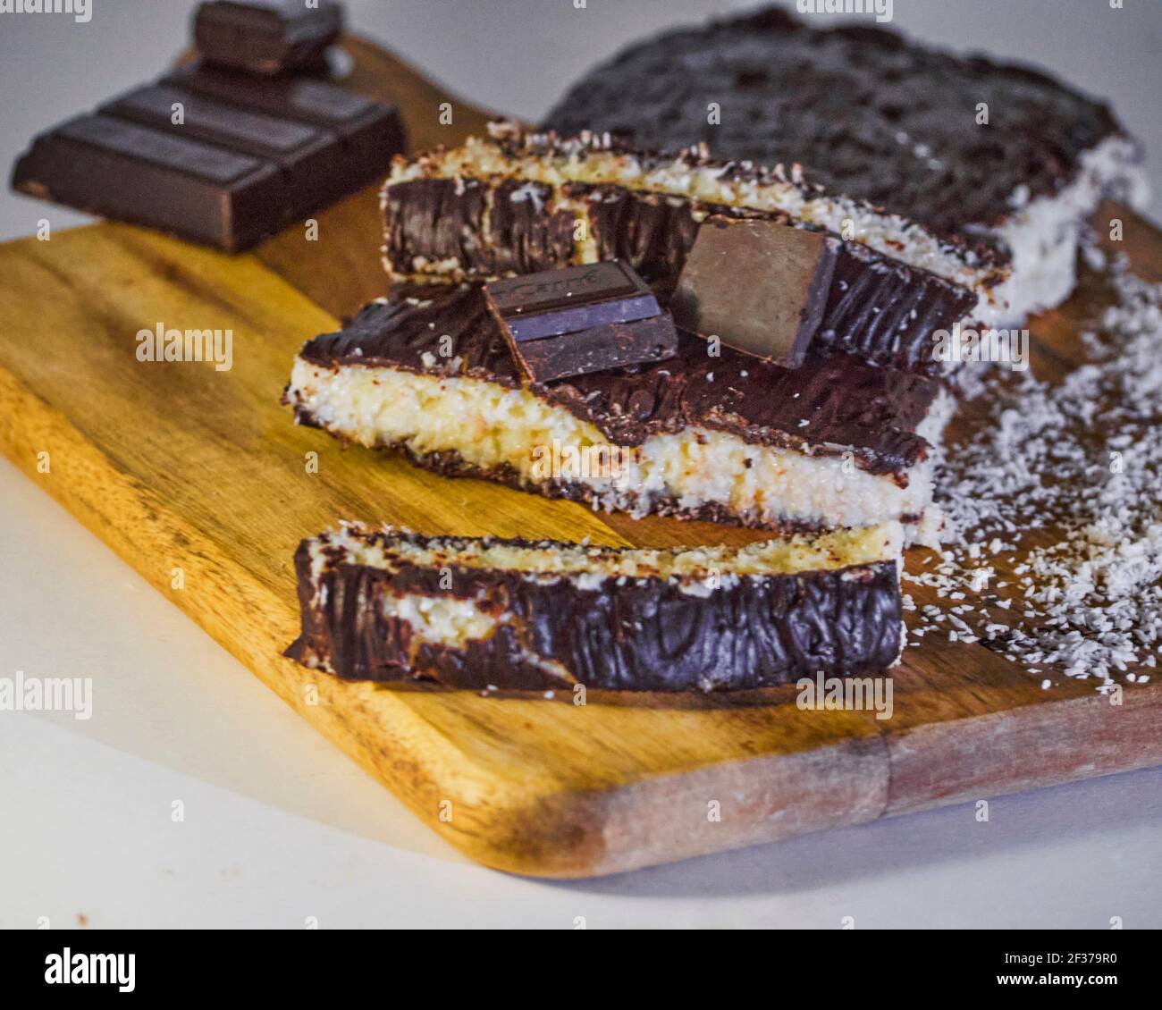 Torta Block Slides and turron block with chocolate and coconut decorated with ...
