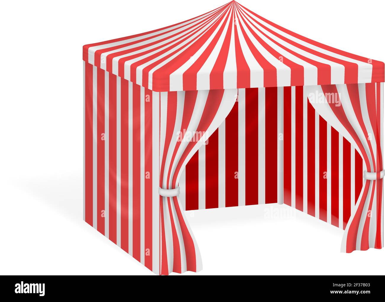 Carnival tent for outdoor party event. Mockup striped marquee for
