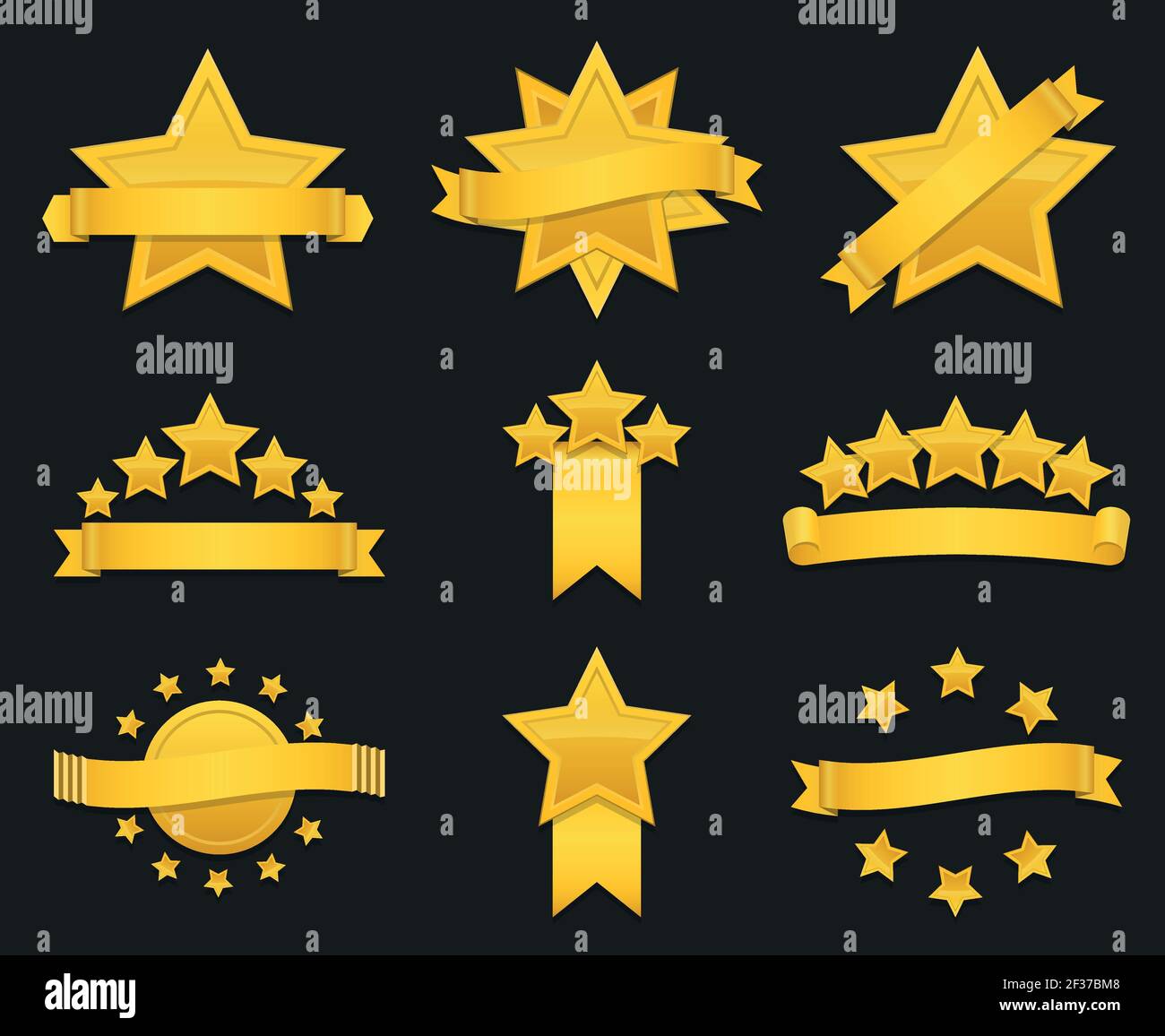Vector award ribbon with gold star. Set of badge with star and ribbon ...