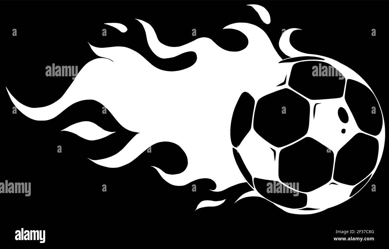 Vector isolated soccer ball. Vector silhouette in black background