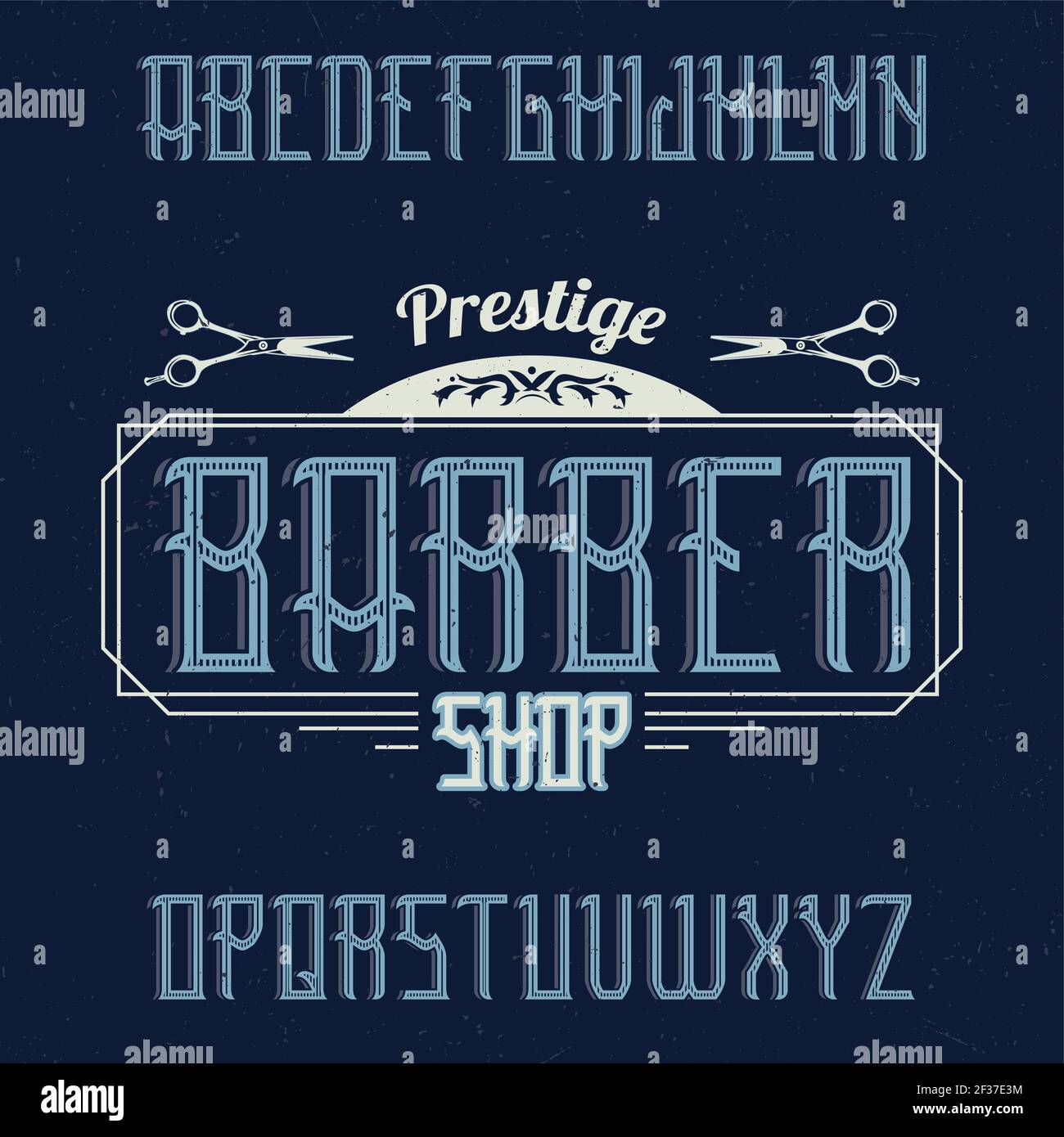 Vintage label typeface named BarberShop. Good font to use in any vintage labels or logo. Stock Vector