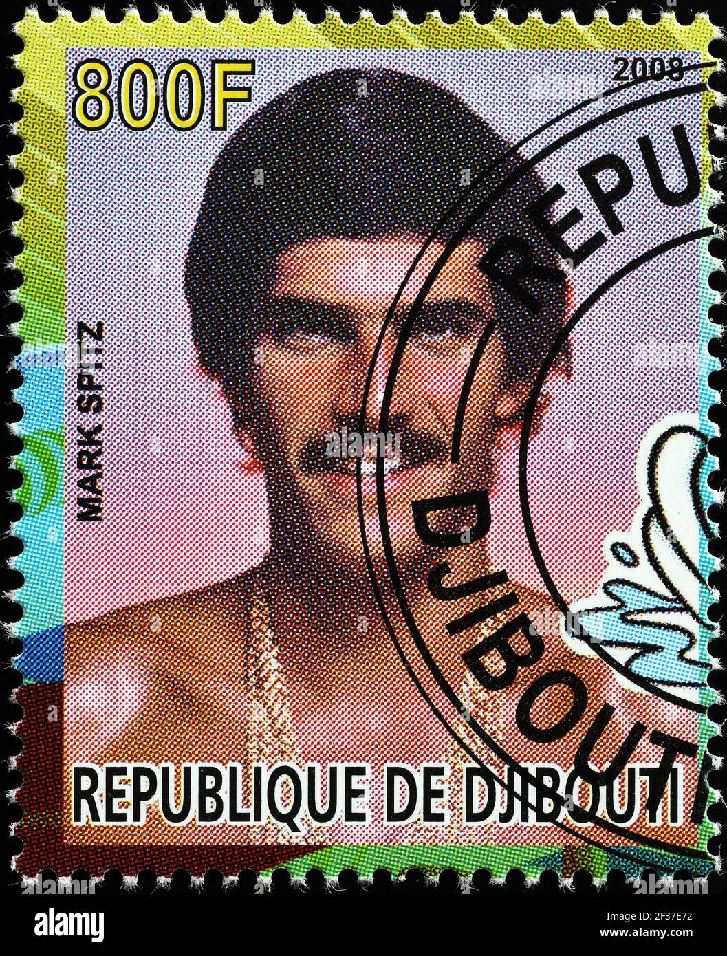 Mark Spitz portrait on postage stamp Stock Photo