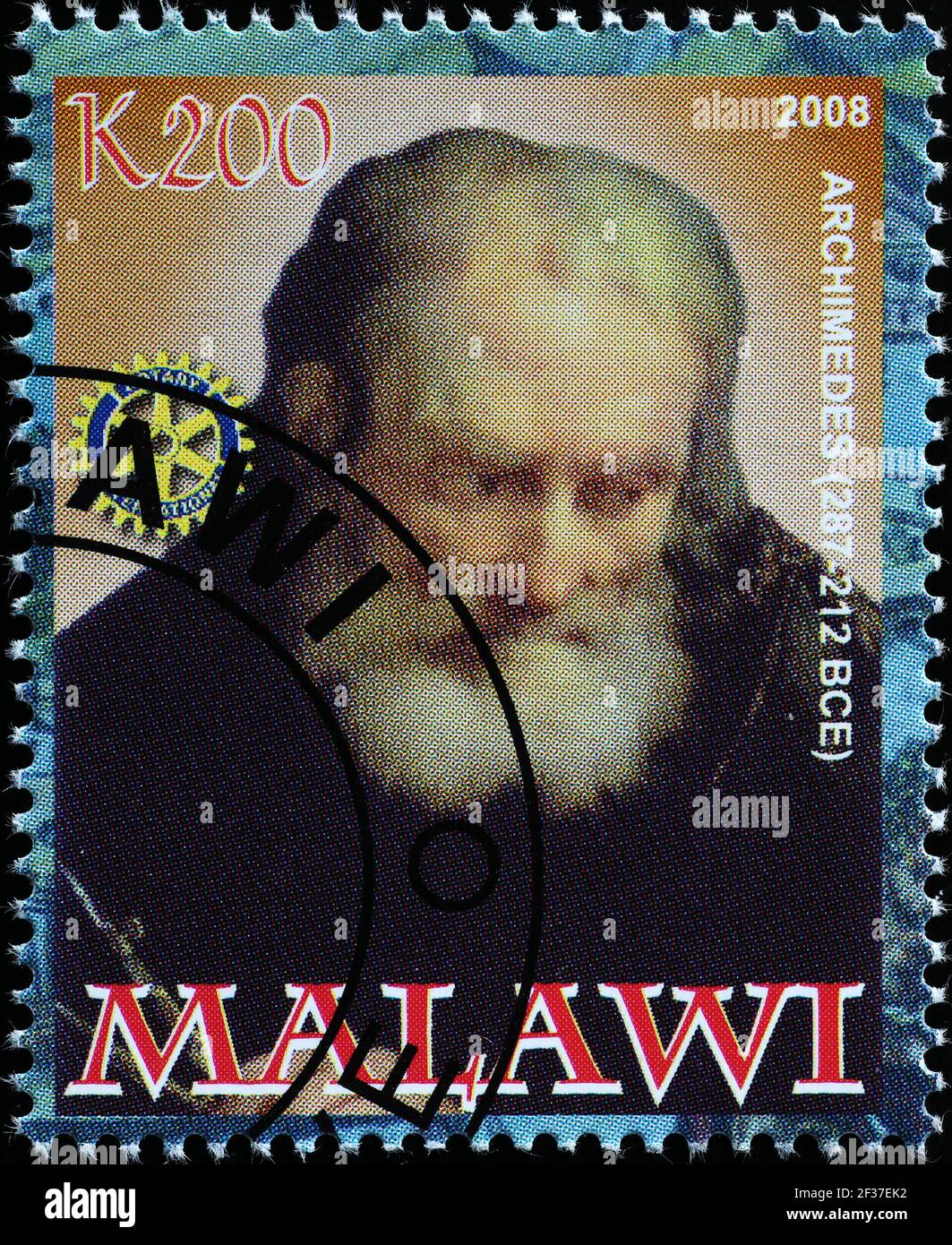 Portrait of philosopher Archimedes on postage stamp Stock Photo