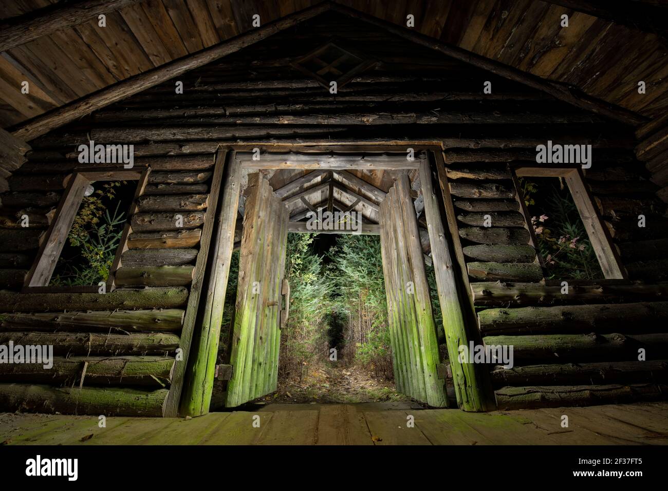 Spooky Abandoned Church in Foggy Night Scene Stock Photo - Alamy