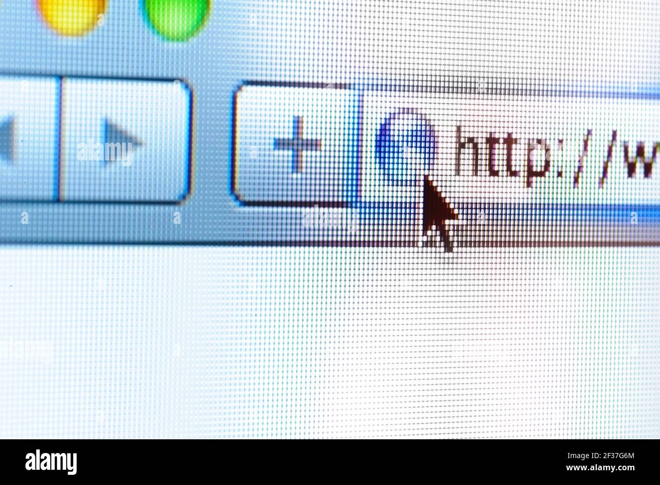 Browser of computer ready to read a website that start with www Stock Photo