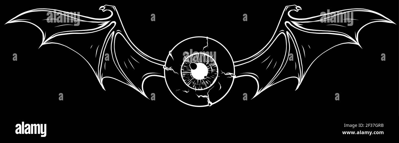 Creepy eye ball, silhouette in black background vector illustration design art Stock Vector