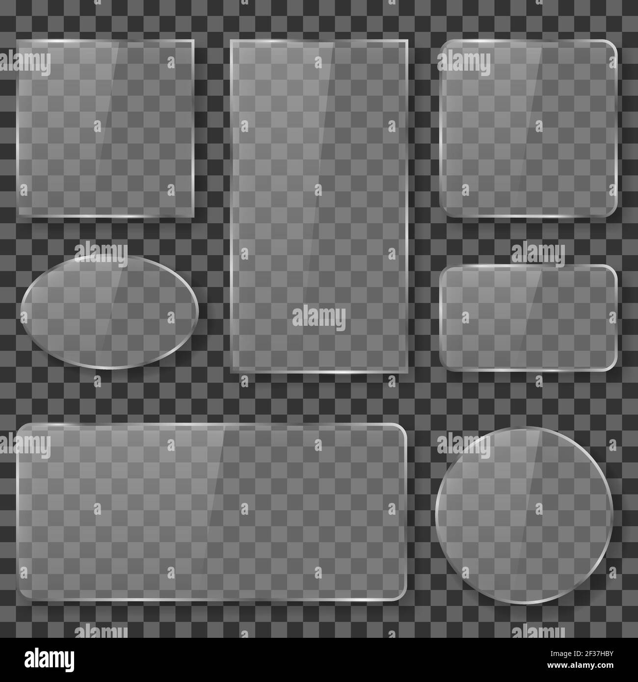 Transparent glass, plastic, acrylic plates banners vector. Glossy
